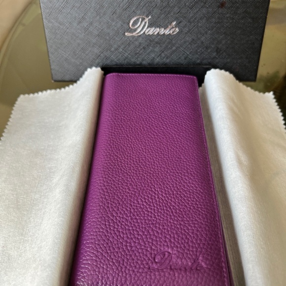 Dante RFID Ladies Pebbled Leather Wallet/Clutch - Purple - 7.5"W x 3.5"H x 1"D - Picture 1 of 5